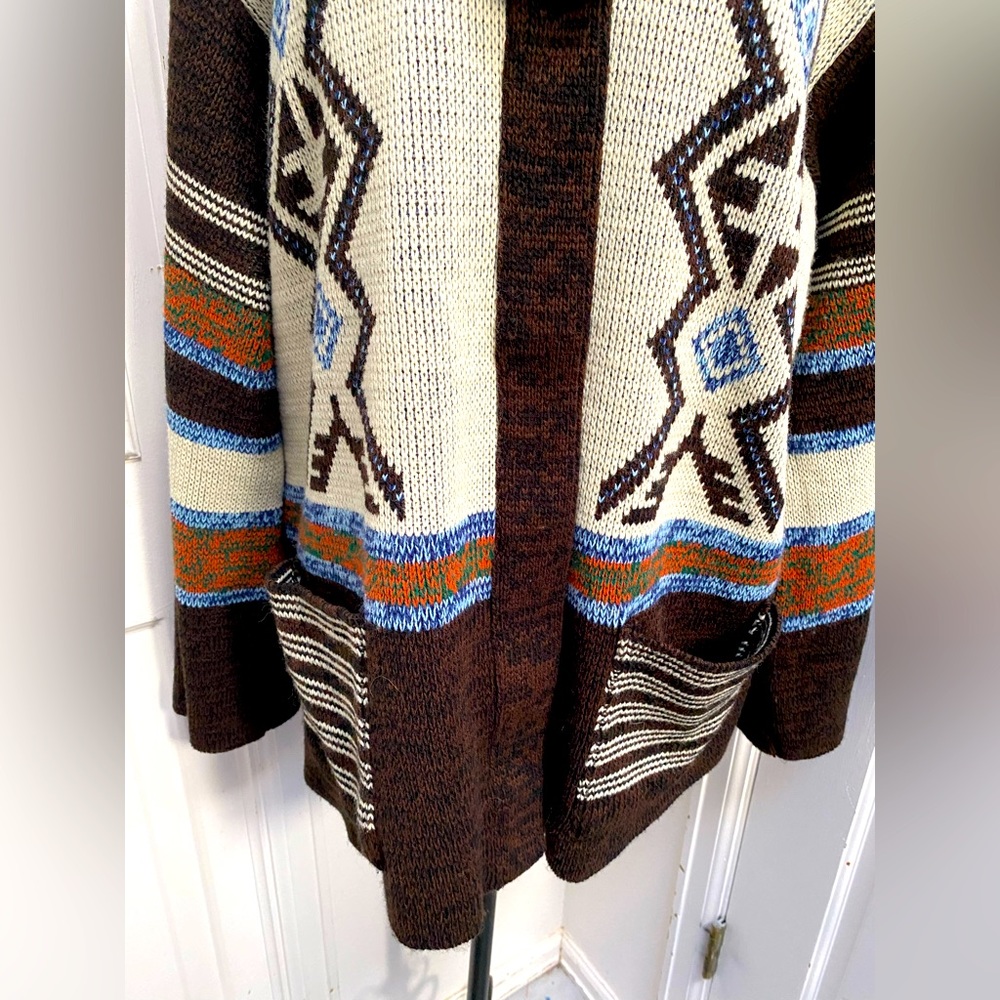 * Vintage 1980’s Aztec Style Southwestern XXL Sweater - Picture 5 of 9